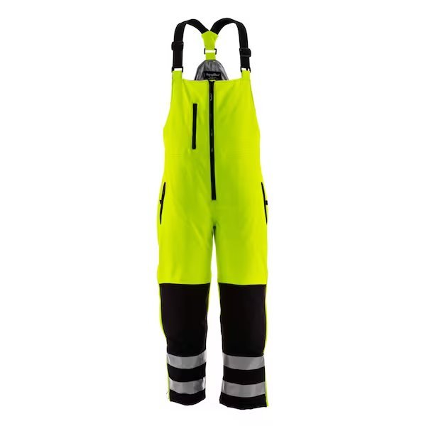 Hivis Insulated Softshell Bib Overalls Black/Limel2 Sml, Refrigiwear, Mfr#: 0497RBLMSMLL2