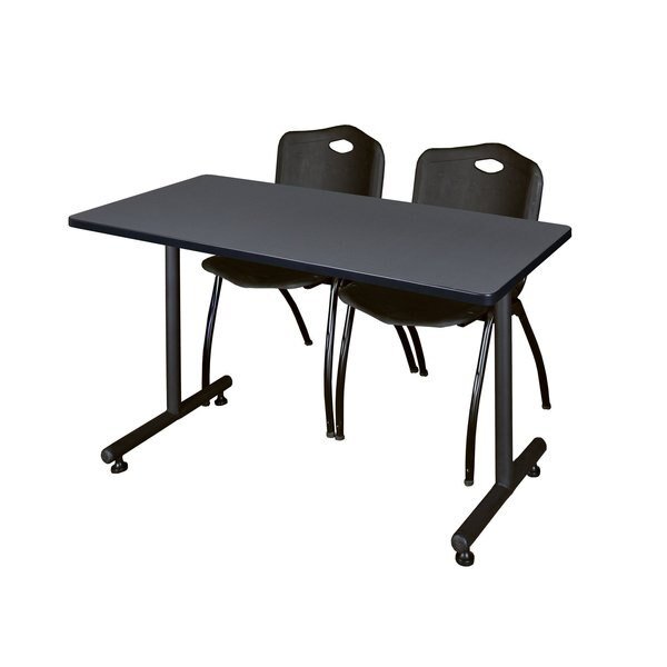 Rectangle Tables > Training Tables > Kobe Training Table & Chair Sets, 48 X 30 X 29, Grey, Kobe, Mfr#: MKTRCT4830GY47BK