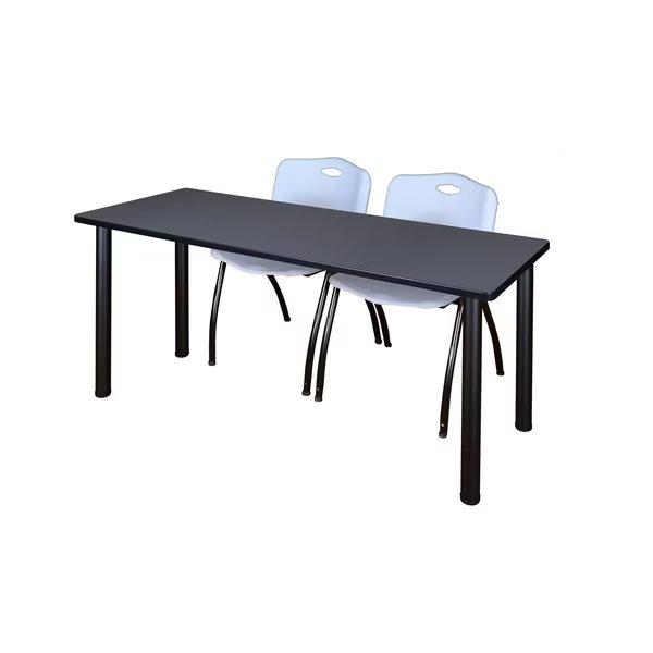 Rectangle Tables > Training Tables > Kee Table & Chair Sets, 66 X 24 X 29, Wood|Metal|Plastic Top, Kee, Mfr#: MT6624GYBPBK47GY