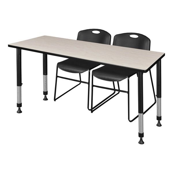 Tables > Height Adjustable > Rectangular Table & Chair Sets, 72 W X 30 L X 23-34 H, Maple, Regency, Mfr#: MT7230PLAPBK44BK