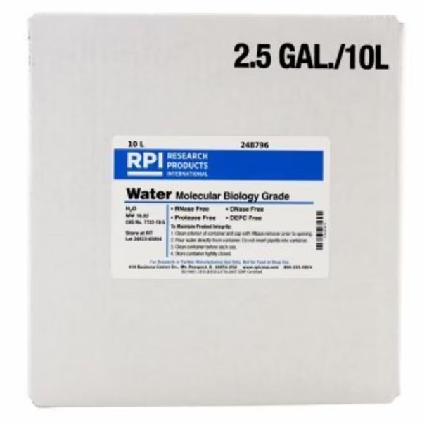 Water, Molecular Biology Grade, DNase and RNase Free, 10L, Rpi, Mfr#: 248796