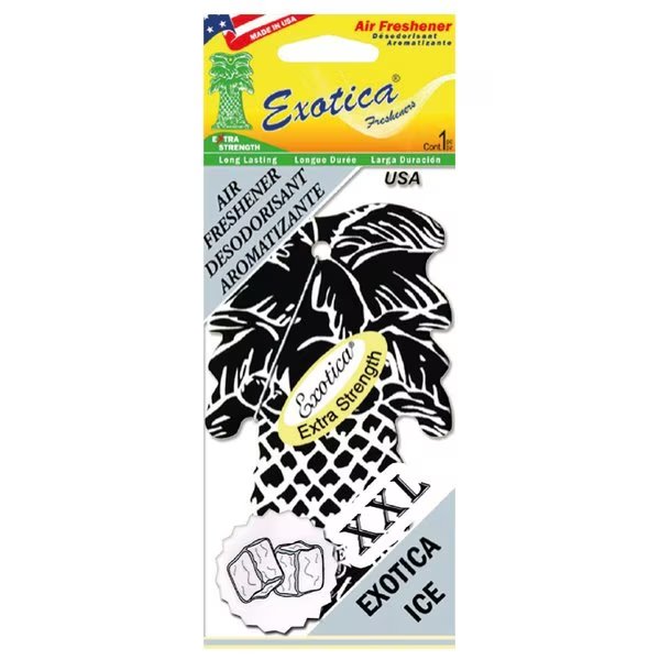 AIR FRESHENER XXL BLACK ICE TRILINGUAL, Exotica Fresheners, Mfr#: PT1XXLICE
