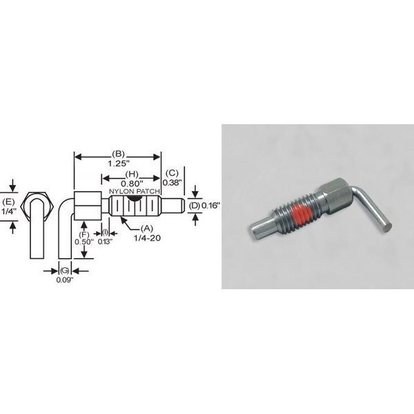 L-Hdle Lck, Stl, Nose w/P, 1/4-20