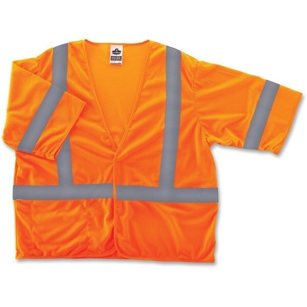Safety Vest, Economy, Type R, Class 3, Hook/Loop, L/XL, Orange, Ergodyne, Mfr#: EGO22015