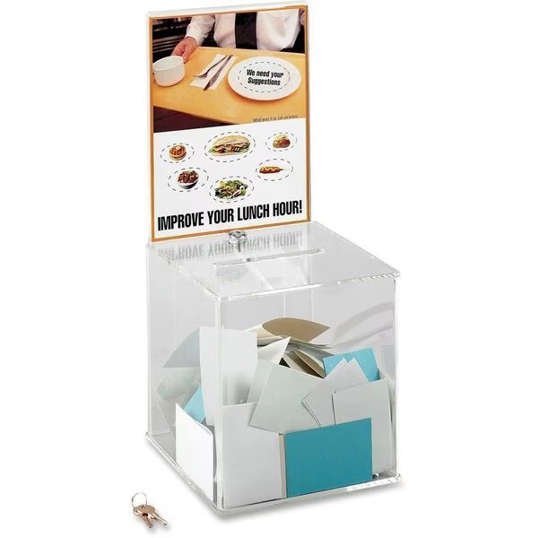 Acrylic Collection Box, w/2 Keys, 9-1/4