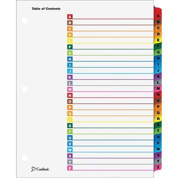 Index, 11X8.5, A-Z, Mi 12PK, Cardinal, Mfr#: CRD60218