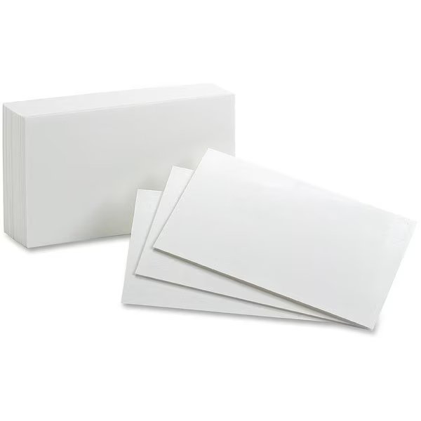 Card, Index, Blank, 5X8, 8Pt, We Pk, Oxford, Mfr#: OXF50