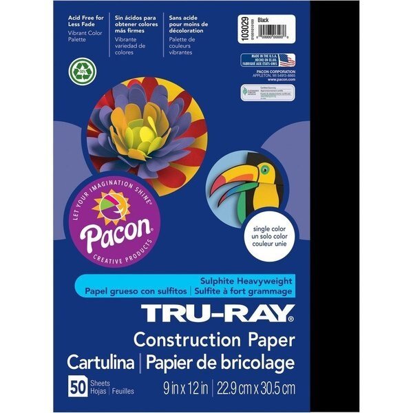 Paper, Const, 9X12, Black, 50Sh Pk, Tru-Ray, Mfr#: PAC103029