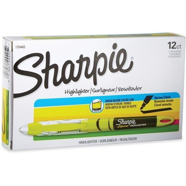 Liquid Highlighter, Chisel Point, Fluorescent Yellow 12PK, Sharpie, Mfr#: SAN1754463