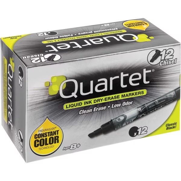 Dry-Erase Markers, Chisel Point, Black, Quartet, Mfr#: QRT50012M