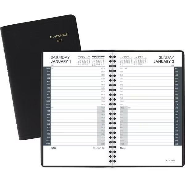 Book, Appt, Daily, 24Hr, 5X8, Bk, At-A-Glance, Mfr#: AAG7020305
