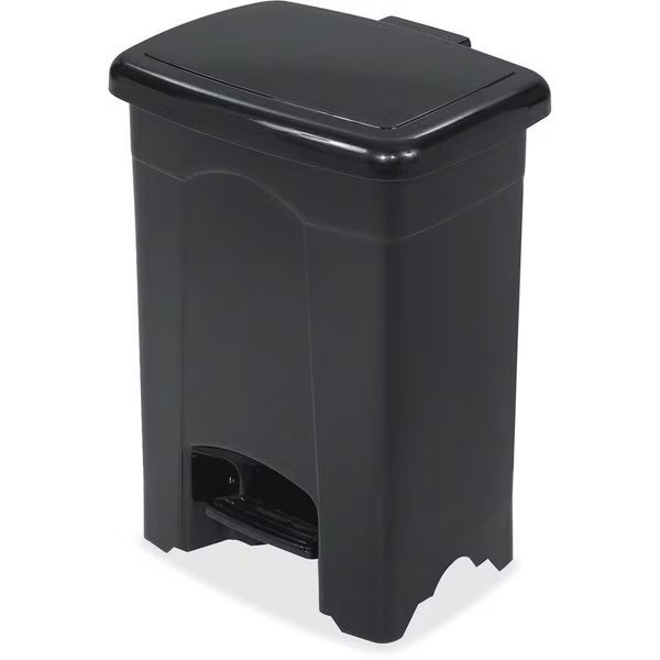 4 gal Plastic Step-on 4-Gallon Receptacle, Black, Plastic, Safco, Mfr#: SAF9710BL