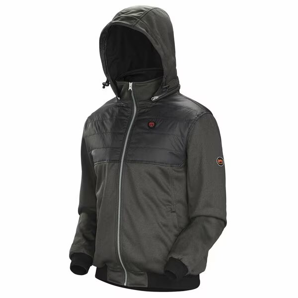 Heated Fleece Hoodie Jacket w/ Detachable Hood, Charcoal, XL, Pioneer, Mfr#: V3210440U-XL