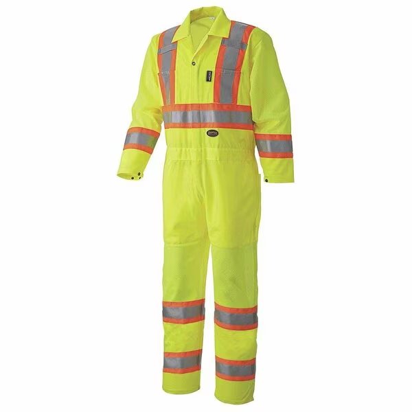Hi-Vis Polyester Knit Traffic Safety Coverall, Yellow/Green, XS, Pioneer, Mfr#: V1070160U-XS
