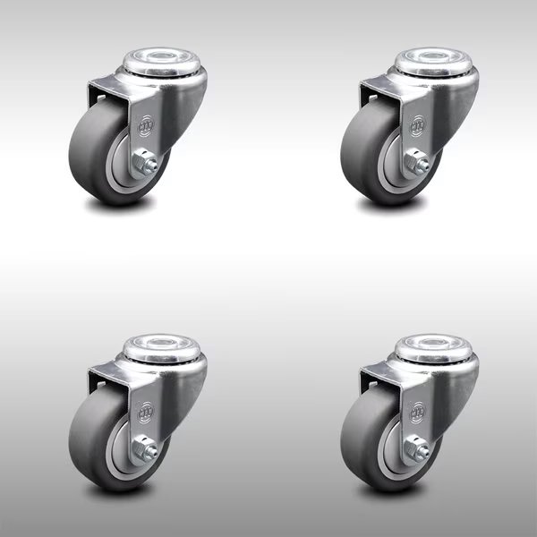 3.5 Inch SS Thermoplastic Rubber Wheel Swivel Bolt Hole Caster Set SCC, Service Caster, Mfr#: SCC-SSBH20S3514-TPRB-4