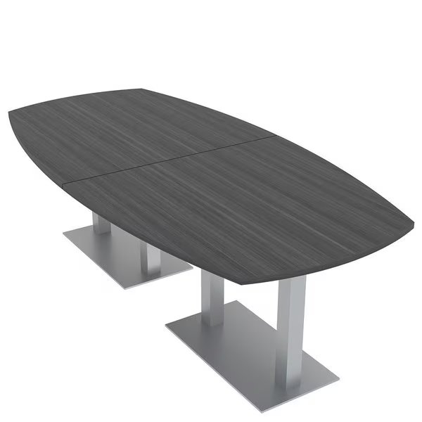 8 Person Arc Boat Conference Table with Square Metal Base, 8Ft Meeting Room Table, Asian Night, Skutchi Designs, Mfr#: HAR-ABOT-46X92-DOU-ASIANNIGHT