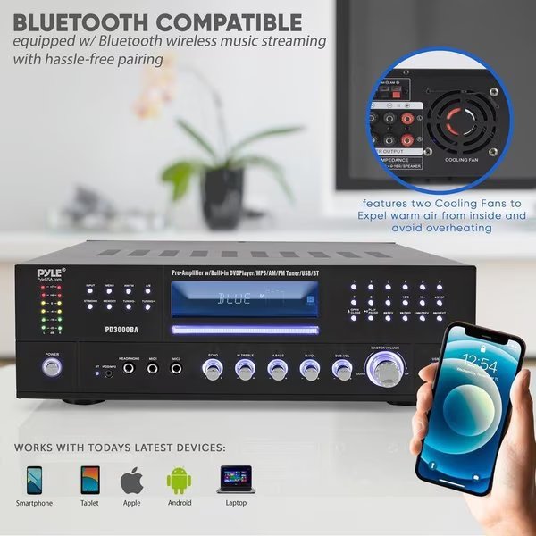 Bt Audio/Video Rec.Cd/Dvd Am/Fm MP3/Usb, PD3000BA, Pyle, Mfr#: PD3000BA