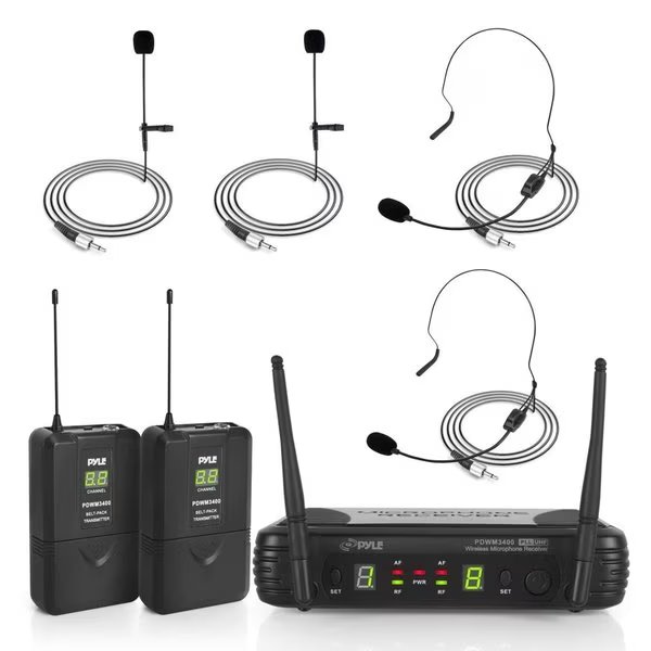 Uhf Mic System W(2) Body-Pack+ (2)Head+, Pyle, Mfr#: PDWM3400