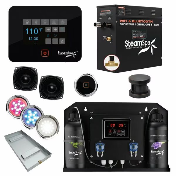 6kW QuickStart Steam Bath Generator with Dual Aroma Pump in Oil Rubbed Bronze, Steamspa, Mfr#: BKT600ORB-ADP