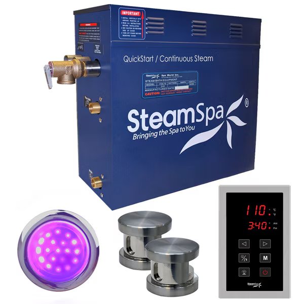 Indulgence 12 KW QuickStart Bath Generator in Brushed Nickel, Steamspa, Mfr#: INT1200BN