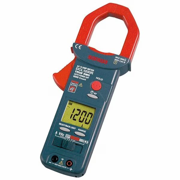 Large Diameter AC Clamp Meter with Digital Multimeter Functions, Sanwa, Mfr#: DCL1200R