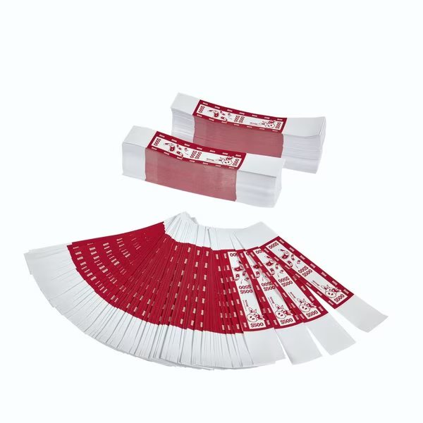 Self-Sealing Currency Bands, Red, $500, Case of 20000, Moolah, Mfr#: 729200500C