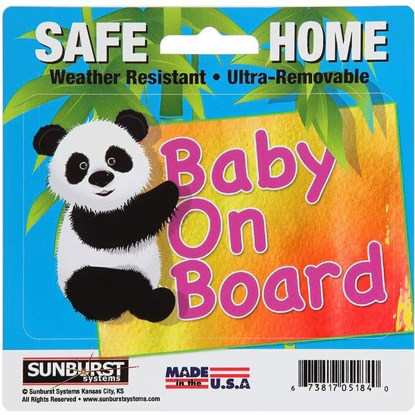 Decal Baby Safety Road Panda 5 in x 5 in, Sunburst Systems, Mfr#: 5185