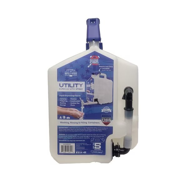 5 Utility Can With Spigot, Surecan, Mfr#: SUR5SU1
