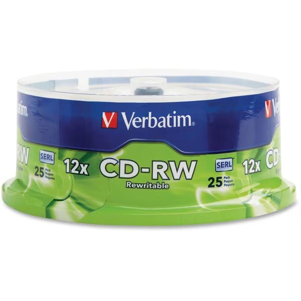 25Pk Cd-Rw 80Min 700Mb 4X-12X Hi Speed, Verbatim, Mfr#: 95155
