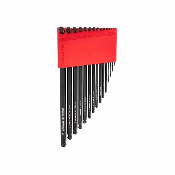 Short Arm Ball End Hex L-Key Set with Holder, 15-Piece (1.3-10 mm), Tekton, Mfr#: KLX91213