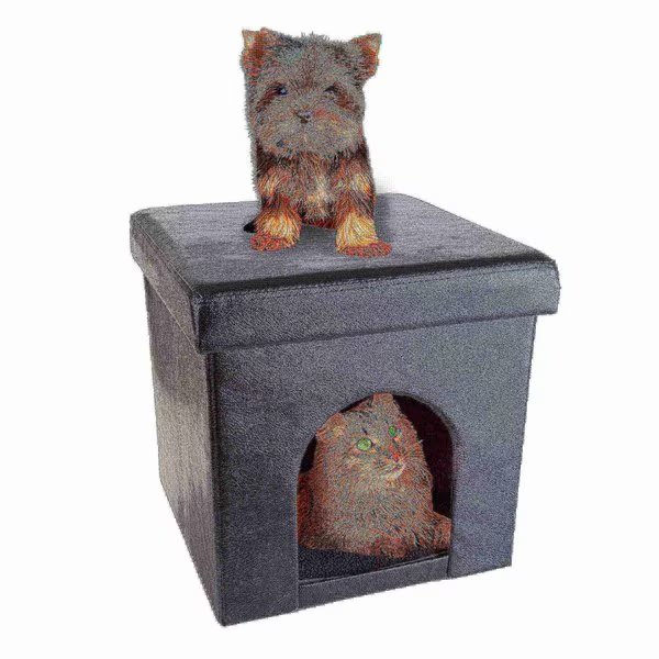 Pet House Ottoman Collapsible Multipurpose Bed Cube and Footrest Faux Leather forCat or Small Dog, Pet Adobe, Mfr#: 172909DNX