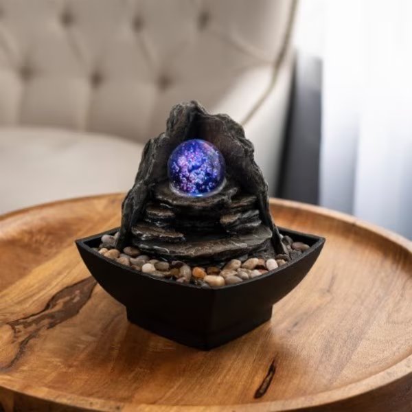 Nature Spring LED Rock and Glass Ball Water Fountain, Nature Spring, Mfr#: 550746LGL