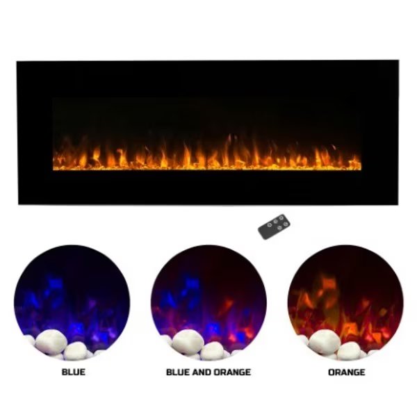 Hastings Home 54-inch Electric Fireplace, Wall Mount, Front Vent, LED Flame and Remote Control, Hastings Home, Mfr#: 905948PJJ