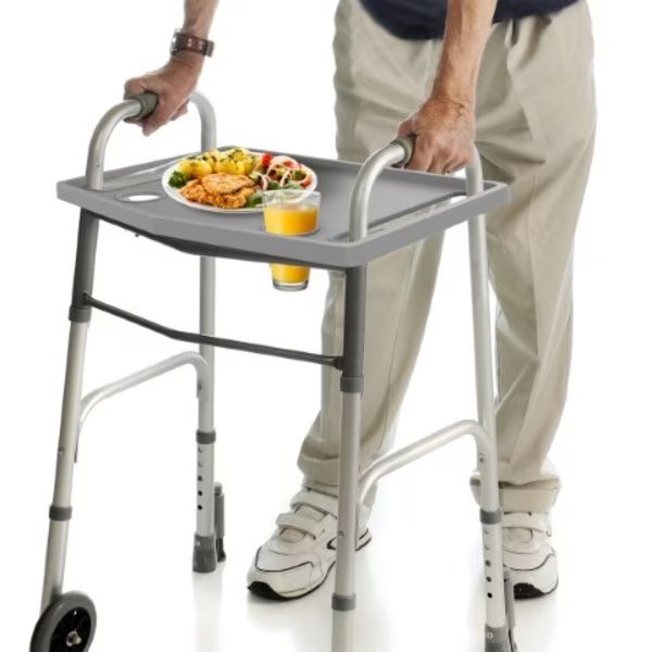 Fleming Supply Walker Tray with 2 Cupholders, Gray, Fleming Supply, Mfr#: 808035NBX