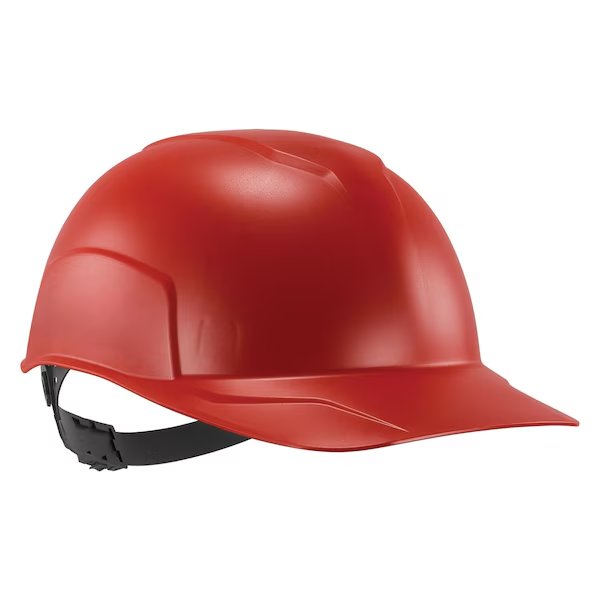 Bump Cap, Short Brim, Polyethylene, Ratchet Suspension, Red
