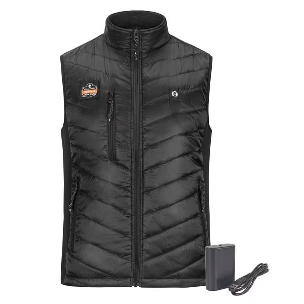 Rechargeable Heated Vest with Battery, Black, Size M, Ergodyne, Mfr#: 6495