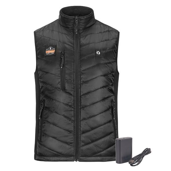 Rechargeable Heated Vest with Battery, Black, Size 3XL, Ergodyne, Mfr#: 6495