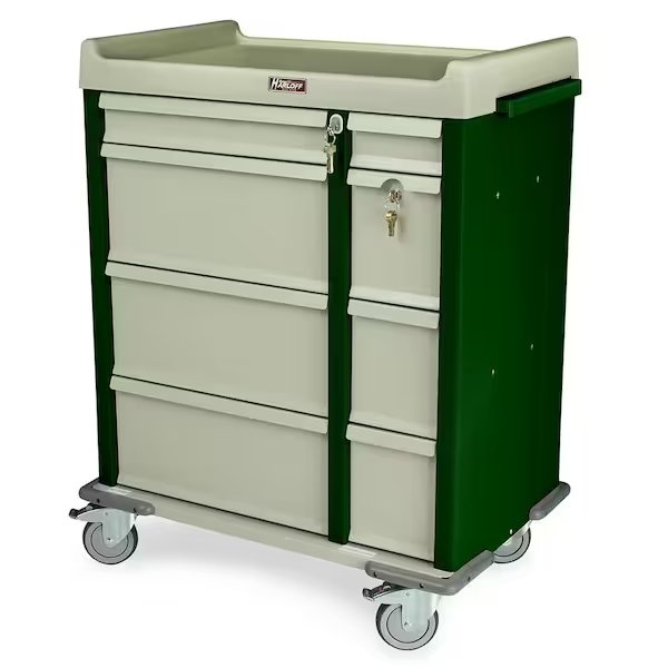 4 Drawer, Aluminum 480 Punch Card Capacity Medication Cart, Harloff, Mfr#: AL460PC