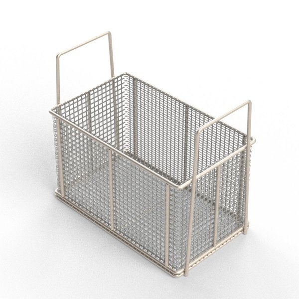 Rectangular Wire Mesh Basket: 10Lx6Wx6H, 304 SS, 3/16 Rod Frame, Stacking Handles, Mesh: 2 x .063, Anysizebasket, Mfr#: TMT-100060060-A02S