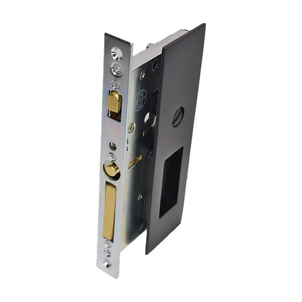 Narrow Modern Rectangular Privacy Pocket Door Mortise Lock for 1-3/8 in Door Flat Black Finish, Emtek, Mfr#: 2155US19138