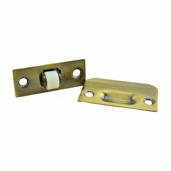 Solid Brass Adjustable Roller Catch with Full Lip Strike Antique Brass Finish, Ives Commercial, Mfr#: 335B5