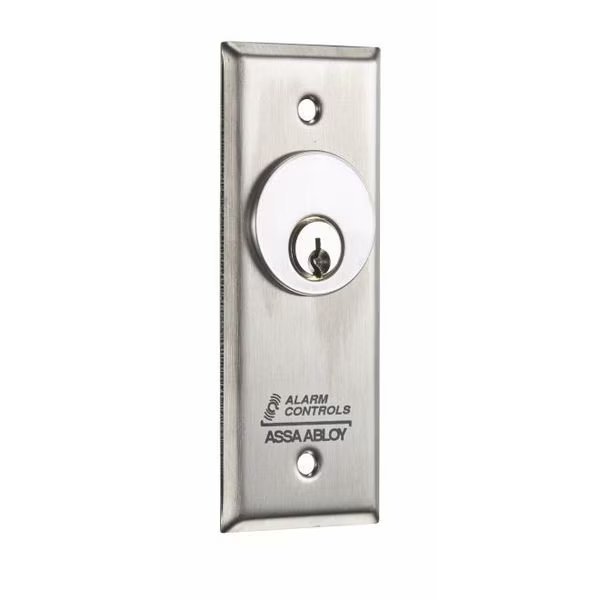 MCK13 Narrow DPDT Momentary Keyswitch Satin Stainless Steel, Alarm Controls, Mfr#: MCK13