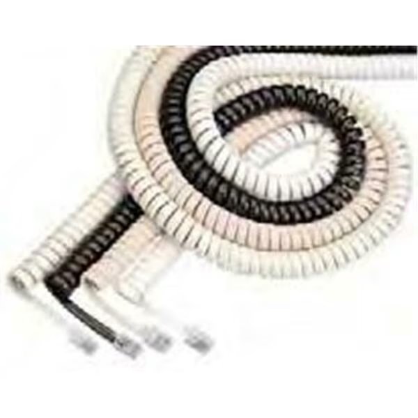 Handset Cord - White- 25 ft., Curley Cord, Mfr#: L-H4DU-25-WH