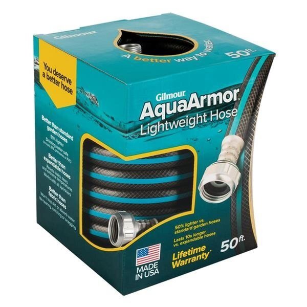 0.5 in. dia. x 25 ft. Gilmour AquaArmor Plastic Garden Hose, Black, Fiskars, Mfr#: 7012485