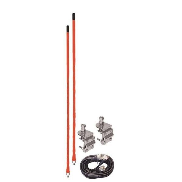 Accessories Unlimited AUMM24-R 4 ft. Dual CB Antenna Kit with 3-Way Aluminum SO239 Mirror Mounts; 9 ft. Coax Cable & Pl259 Connectors - Red, Accessories Unlimited, Mfr#: AUMM24-R