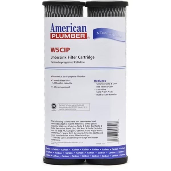 Commercial Water Distributing AMERICAN-PLUMBER-W5CIP Undersink Filter Replacement Cartridge - Pack of 2, Commercial Water Distributing, Mfr#: AMERICAN-PLUMBER-W5CIP