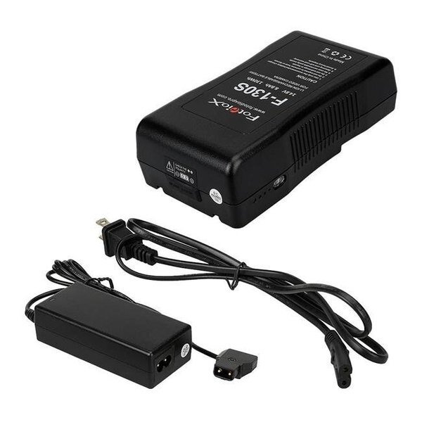 Fotodiox VBatt-Chrgr-F130S Li-Ion V-Mount Battery & Charger Kit for Pro; FlapJack & Factor Series LED Light - 3.2 lbs, Fotodiox, Mfr#: VBatt-Chrgr-F130S