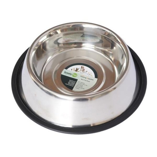 Iconic Pet 92013 64 oz Stainless Steel Non - Skid Pet Bowl for Dog or Cat - 8 Cup, Iconic Pet, Mfr#: 92013