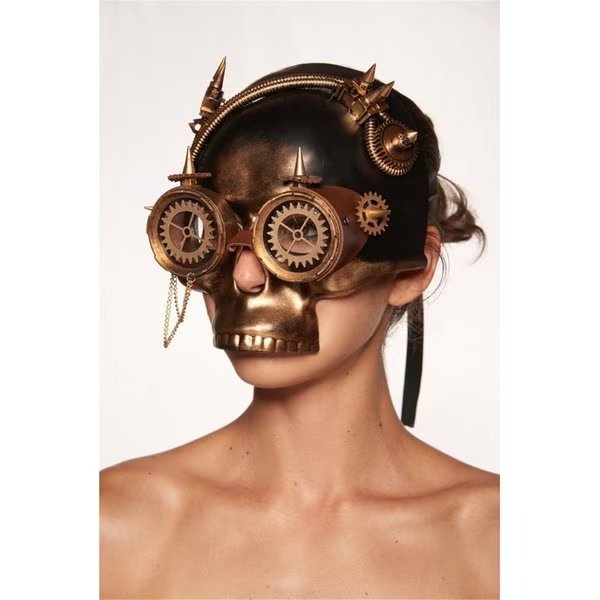 Gold Steampunk Mask with Gears & Spikes, Perfectpretend, Mfr#: PE2606785