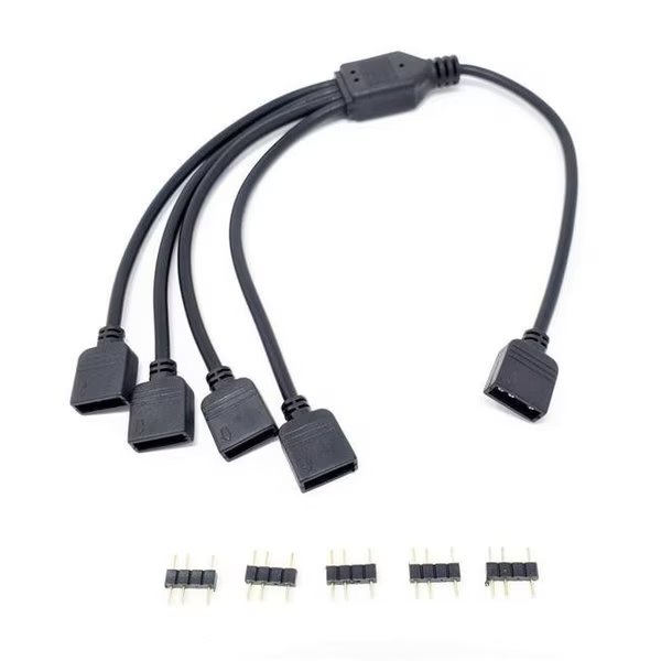 Micro Connectors F04-04ARGB30-2P Addressable RGB 1 to 4 Splitter Cable - 30CM - 2 per Pack, Micro Connectors, Mfr#: F04-04ARGB30-2P